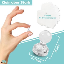 Miangsy Pack of 56 11 x 17 mm Magnets for Magnetic Board, Strong Magnets, Mini Cone Magnets, Neodymium and Acrylic, Small Magnets for Fridge, Whiteboard, Notice Board, School, Office - White