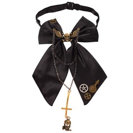 GRACEART Steampunk Leather Gloves Men with Gears Fingerless Mittens Heavy Metal Rocker Gloves (Style 04-Steampunk bowtie)