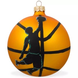 BESTPYSANKY Basketball Player Dunk Glass Ball Christmas Sports Ornament 4 Inches