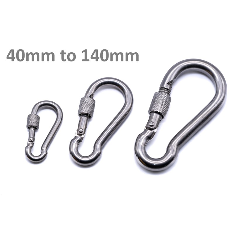 Pack of 2 - Carabiner snap hook with safety lock