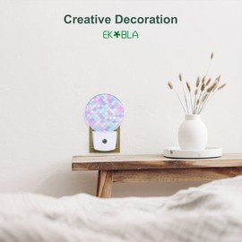 EKOBLA Rainbow Fish Scales Night Light Mermaid Fish Aqua Night Lights Plug into Wall Auto on/Off LED for Boys Girls Bedroom Bathroom Decor Sea Ocean Theme Purple Blue