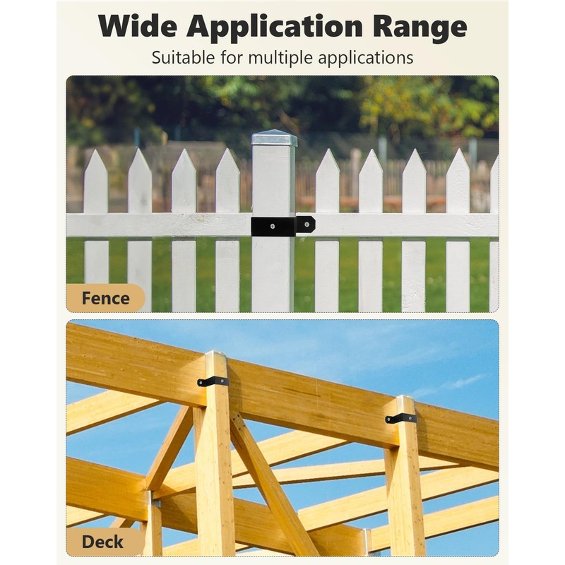 AOKLIT 8 Pcs Black Strap Post Ties Brackets 4x4, Thickness