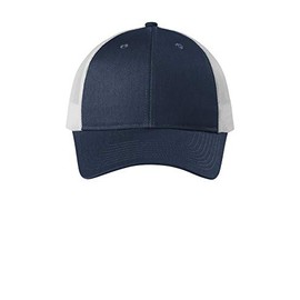 Port Authority Low-Profile Snapback Trucker Cap. C112LP, Dress Blue Navy Heather/ Silver Mist, OSFA