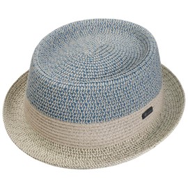 Lipodo Ennario Pork Pie Straw Hat - Hat - Classic Cut - Summer Hat with Braided Technology - Made in Italy - Men - Spring / Summer, black / grey