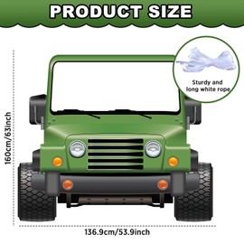 Jungle Safari Jeep Photo Backdrop 63×54 in Large Jeep Shaped Photography Background Decorations Car Theme Party Photo Booth Prop for Birthday Party Baby Shower Decor Studio Shoots Props Supplies