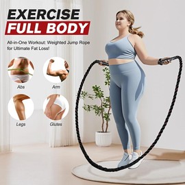 HPYGN Heavy Jump Rope for Adults, 2.8lb 3.8lb 5lb Weighted Options for Strength and Muscle Building, Full Body Cardio Workout at Home or Outdoors, Improve Endurance and Burn Calories, Fitness Training for Men and Women - Color: 2.8lb