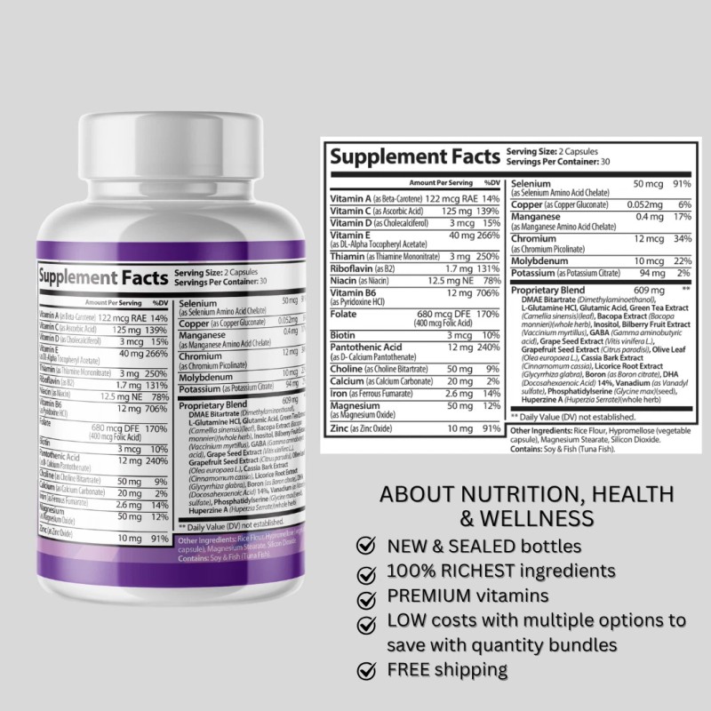 Pelican Vitamins Vital Mind- Brain Support- 3 Bottles- 180 Capsules