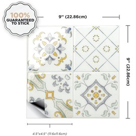 SMART TILES Peel and Stick Backsplash - 5 Sheets of 9" x 9" - 3D Adhesive Peel and Stick Tile Backsplash for Kitchen, Bathroom, Wall Tile