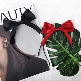 Black Red Bow Knot Headbands for Women's Hair Bowknot Headband for Women Bow Hair Band for Christmas Party Bow Hair Accessories for Girls Women Cosplay Christmas Hair Accessories for Women 2pcs