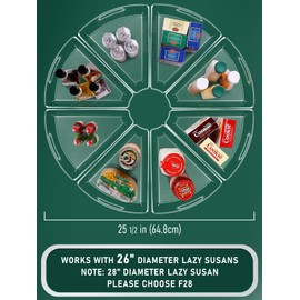 JEISSLIA Lazy Susan Cabinet Organizer Bins for 26"/ 28"/ 32" Diameter Corner Organizer, Plastic Cabinet Storage Bin, 1/8 Wedge - Food Safe, BPA Free, with Non-Slip Pads (for 26" Diameter, 8 Pack)