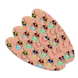 Corgi Dog Puppy Love Glasses Pattern Double-Sided Oval Nail File Emery Board Set 4 Pack