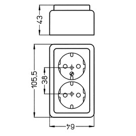 Kopp Kopp Schutzkontakt-Steckdose, 2fach, Aufputz-Steckdose, 16A, 250V, aktis-wei?, 102502002