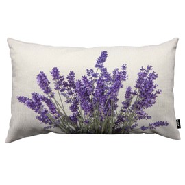 TKS MITLAN Lavender Flowers Throw Pillow Case Cushion Cover Purple Blooming Flower Linen Couch Bed Sofa Car Waist Cushion Cover 12 x 20 inch