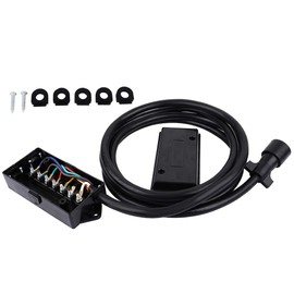 LSAILON 7 Way Trailer Plug Cord 12 FT, with 7 Gang Junction Box,7 Blade Trailer Wiring Harness, Trailer Connector Cable Wiring Harness 12FT for RV Truck Camper