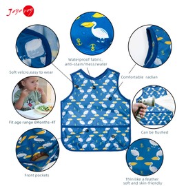 Joyo roy Baby Bib for Boys 4Pack Waterproof Bibs Baby Bibs for Weaning Bibs for Toddlers 12-24 Months long sleeve bib waterproof bibs for babies sleeved bib toddler bib
