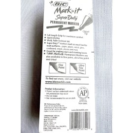 Bic 2 Bic Mark It SUPER DUTY BLUE Permanent Marker Grip It XL CHISEL TIP NOS 33742