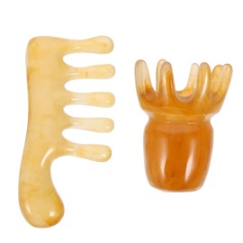 IWOWHERO 2pcs Massage Comb Head Massager Comb Scalp Massager Comb Gua Sha Comb for Scalp Scraping Massage Tools Hair Massage Head Massager Scalp Wide Comb Gua Sha Stone