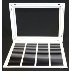 20" X 16" Steel Return Air Filter Grille for 1" Filter - Easy Plastic Tabs for Removable Face/Door - HVAC Duct Cover - Flat Stamped Face -White [Outer Dimensions: 21.75w X 17.75h]