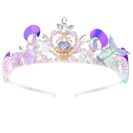 Oblihumoy 1 Piece Mermaid Crown for Girls, Elegant Mermaid Tail Sequin Hairband, Fashion Holiday Headband Decoration for Styling Cosplay