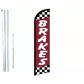 Brakes (Red) Windless  Swooper Flag With Complete Hybrid Pole set