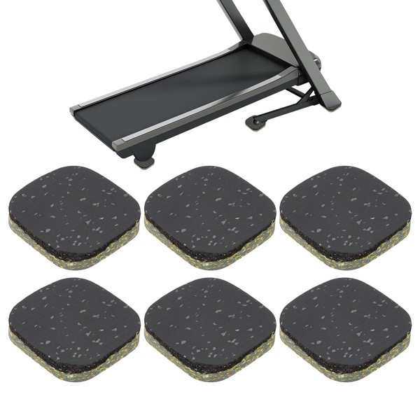 PATIKIL 6 Pcs Treadmill Mat Pads, 4x4x0.8 High Density Foam