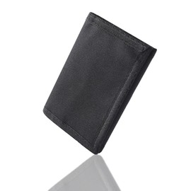 Nitort Wallet, Nylon Outdoor Sports Wallets for Kid, Lovely Wallet with Zipper for Kids- Front Pocket Wallet with Magic Sticker- Black