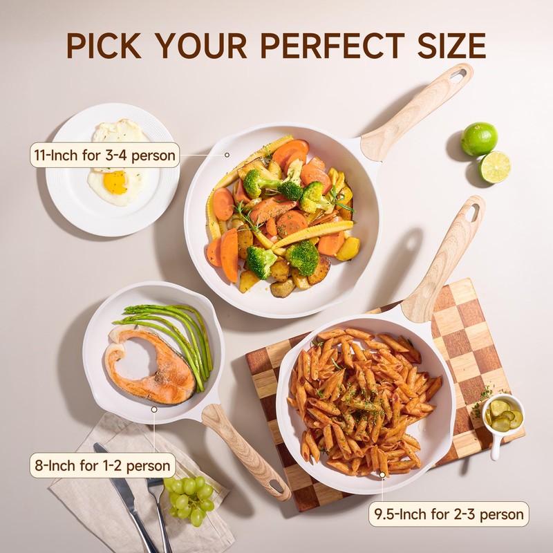JEETEE 9.5 Inch Nonstick Frying Pan, Stone Coating Cookware, Nonstick