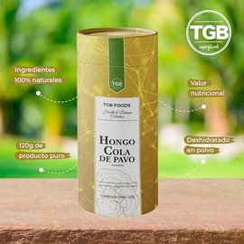 Hongo Cola de Pavo, Deshidratado en Polvo, 120 g | Hongo Adaptógeno Natural | Superalimento Puro| Suplemento con Propiedades para el Bienestar General, Rutina Diaria