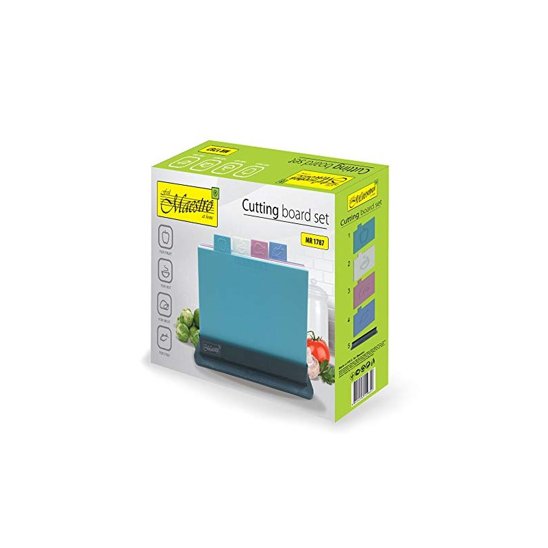 Coloured Chopping Board Set Non-Slip Set of 4 Colour-Coded Chopping
