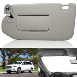 Left Driver Sun Visor with Lamp & Mirror for 2013-2018 Pathfinder 2014-2017 Infiniti QX60 and 2013 Infiniti JX35,OEM: 96401-9PB0A 964009PB0A Grey