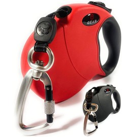 Enthusiast Gear Retractable Dog Leash for Large and Medium Dogs with Locking Carabiner | Heavy Duty 16 ft Strong Reflective Polyester Webbing, 1-Button Break & Lock, Anti-Slip Handle, Tangle Free