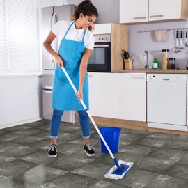 48 Pieces Vinyl Flooring Peel and Stick Floor Tile Stick on Floor Tile Self Adhesive Waterproof Bathroom 12 x 12 Inch Floor Tile for Bathroom Kitchen Bedroom Living Room (Gray Marble)