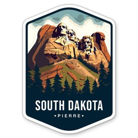 South Dakota State Badge Travel Vinyl Sticker - for Water Bottle Phone Car Tumbler Laptop - Waterproof - 4"