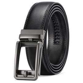 SENDEFN Men's Leather Belt 1 3/8" Automatic Ratchet Buckle Slide Belt for Dress Casual Trim to Fit with Gift Box