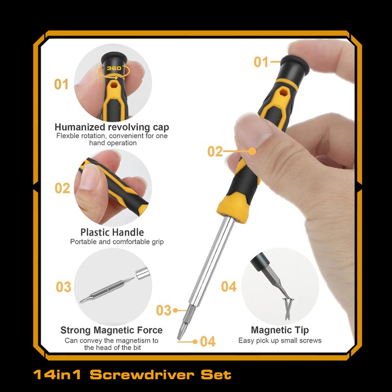 JWL Decor 16-in-1 Mini Screwdriver Set, (Phillips, Slotted, Hex, Torx)