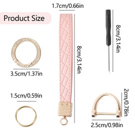 Leather Car Key Chain, Keychain Wristlet, Key Fob Keychain Wristlet with 5 Key Ring and Anti-Lost D Ring, Key Chains for Car Keys (White)