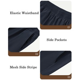 Milin Naco Mens Board Shorts Quick Dry Swim Trunks with Pockets Bathing Suits for Men Swim Shorts Navy Blue