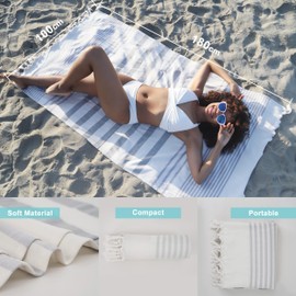 Winthome Hammam Towel Soft Beach Towel Lightweight Space Saving Towel Absorbent Quick Drying Bath Towel Cotton Sand-Free Versatile for Men and Women Sauna Towel Beach Dresses (1 Pack, 75 x 150 cm)