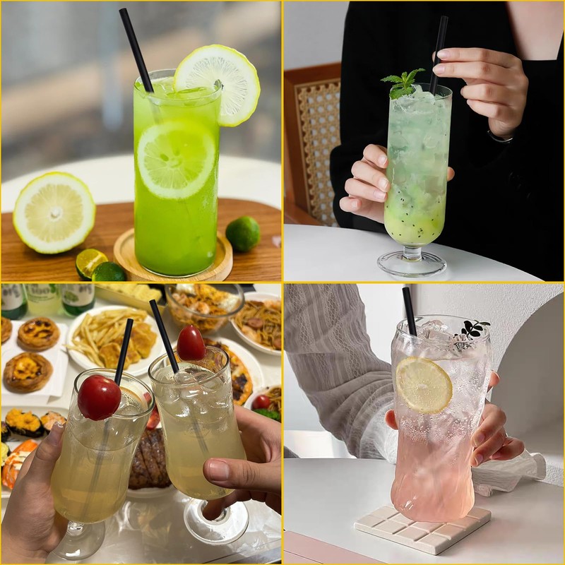 KTOJOY Disposable Drinking Plastic Straws, 8.26" Long, 0.23'' Diameter, Black,