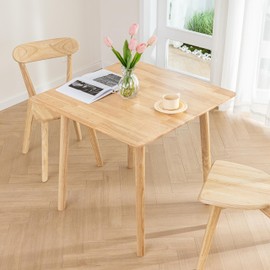 DELAVIN 29.5" Solid Wood Dining Table, Square Kitchen Desk, Modern Dining Table, Cafe Table for Living Room Dining Room, Easy Assembly, Natural