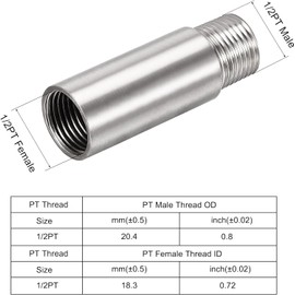 Awclub Shower Head Extension Arm, 3.1-Inch 1/2PT Male to 1/2PT Female Thread 304 Stainless Steel Cast Pipe Fitting Coupler