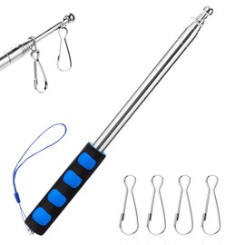 Risipu 8.2FT Telescopic Flag Pole,Stainless Steel Handheld Portable Extendable Retractable Flagpole with Anti-Slip Grip Clip for Tour Guide Festival Teaching Pointer (8.2ft - Blue&Black)