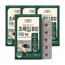 Natural Box (현대Hmall)4개 묶음 내추럴박스 초록입홍합 오일캡슐 (300mg x 30캡슐) x 4개 (4개월분) (Hyundai Hmall) 4-Pack Natural Box Green-Lipped Mussel Oil Capsules (300mg x 30 Capsules) x 4 Packs (4-Month Supply)