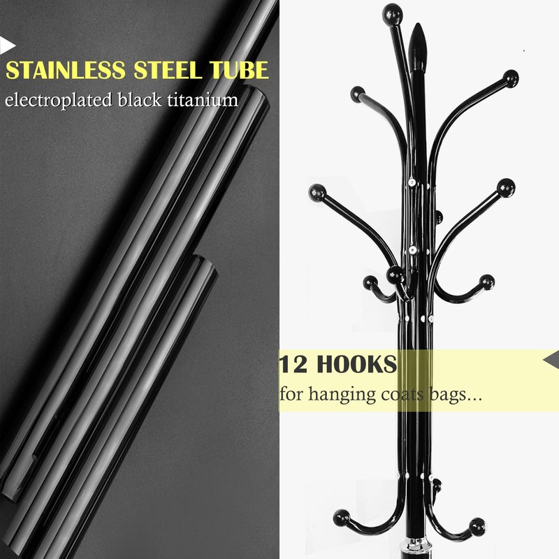 Kertnic Metal Coat Rack Stand with Natural Marble Base, Free