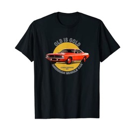 Plymouth Barracuda American Muscle Car 60s 70s Old is Gold T-Shirt, black