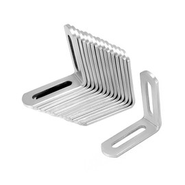 QWORK® Angle Connectors, 50 x 50 mm, 201 Stainless Steel, L-Angle, 3 mm Thick, Pack of 16