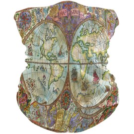 visesunny Seamless Bandana Neck Gaiter Vintage World Atlas Map Headband Headwear Sports Tube UV Scarf for Workout Yoga Running Hiking Riding