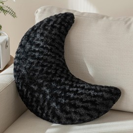 PLAYSKY Moon Pillow, Moon Shaped Throw Pillow with Soft Plush for Couch Bed, Cozy Moon Decorative Pillows for Bedroom Living Room, Home Décor Comfort Gift (Black, 14.9 Inches)