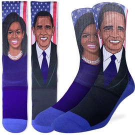 Good Luck Sock Men's Michelle & Barack Obama Socks, Adult, Shoe Size 8-13