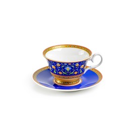Gracie Bone China Royal Blue Floral Bone China Tea Cup and Saucer